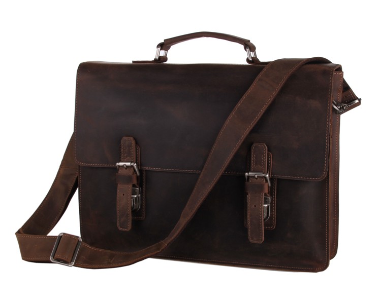 mens brown leather briefcase bag