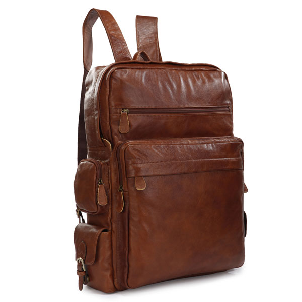 7078B Classic Applied Large Travel Tote Laptop Bag Go Hiking Backpack Genuine Leather