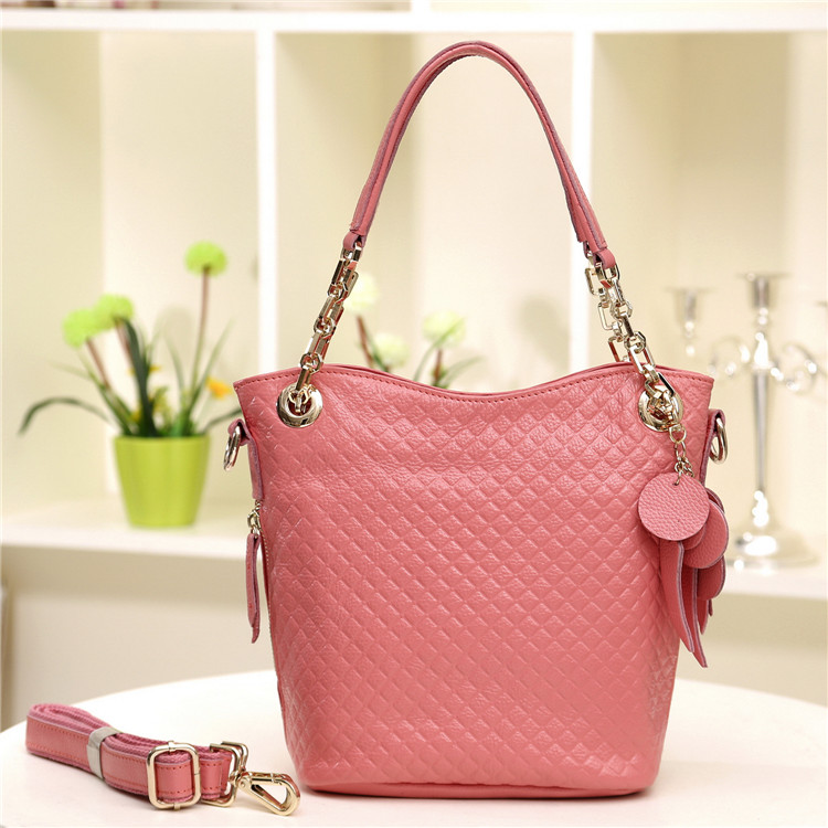 3145F Pink Leather Women's Shoulder Bag Shopping Bag Handbag 