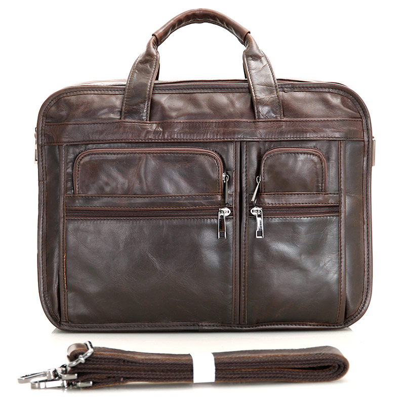 7093C 100% Genuine Vintage Leather Men's Chocolate Briefcase Messenger Laptop Bag