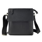 Black Genuine Cow Leather Shoulder Bag for Men 